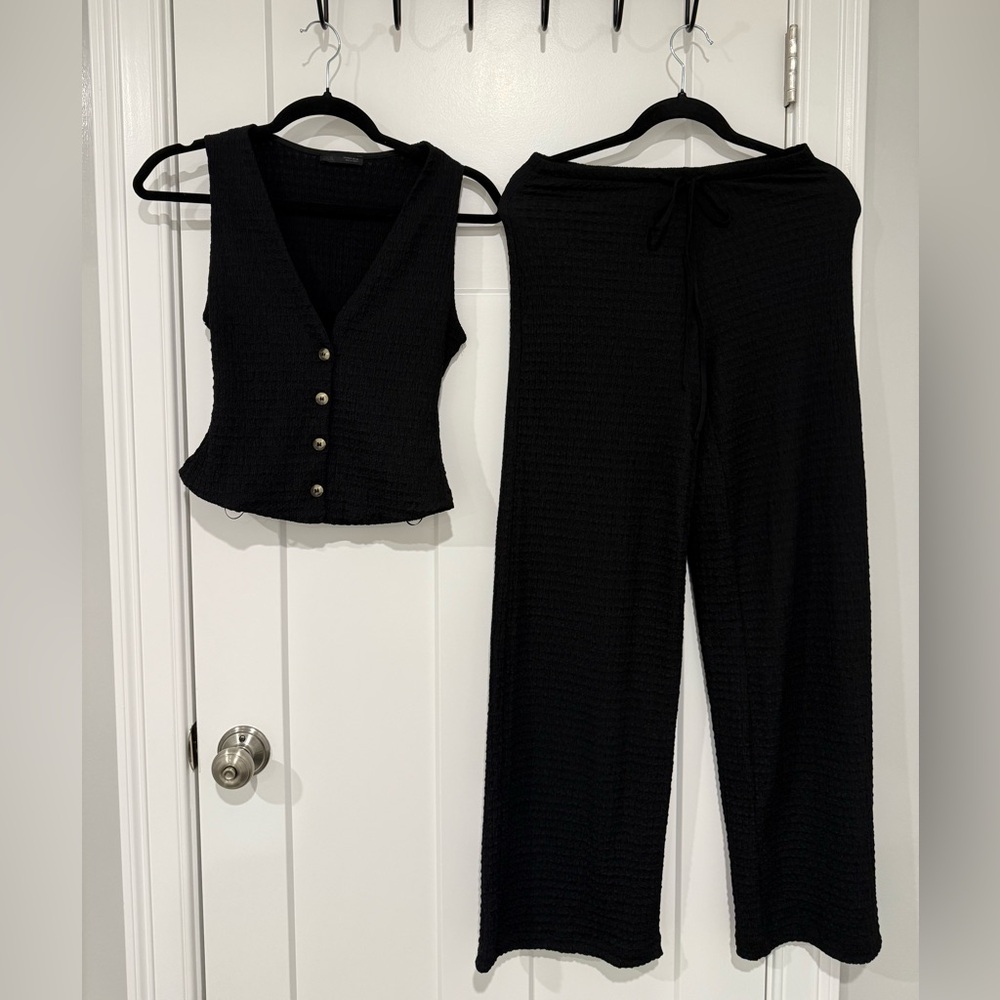 Zara Black Vest and Pant Set